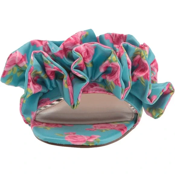 Betsey Johnson- Floral Blue and Pink Women's Sandals - Picture 2 of 9
